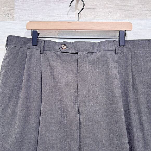 Jos A Bank Wool Two Button Suit Gray Birdseye Mens 46R Jacket 40W Pleated Pants - Picture 10 of 14
